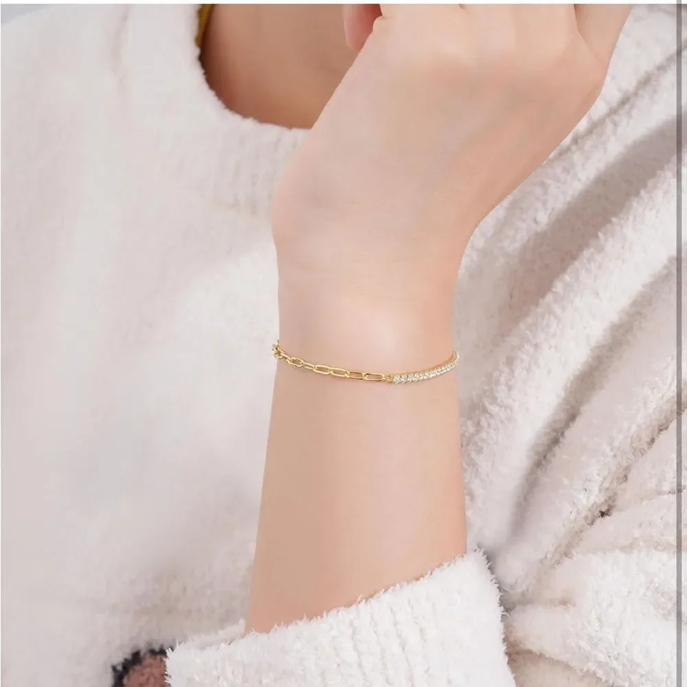14k Diamond Chain Bracelet Trendy Elegance - Picture 4 of 11